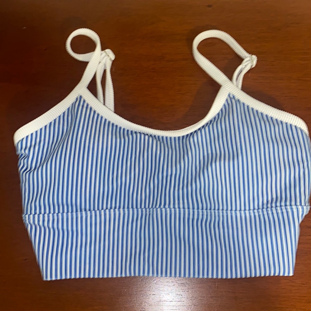 Lainsnow seer sucker skinny strap bikini top - small